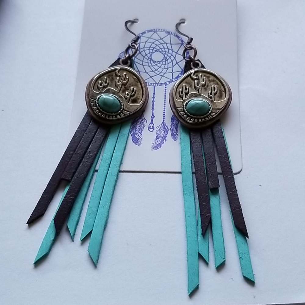COPY - Genuine leather handmade southwest earrings